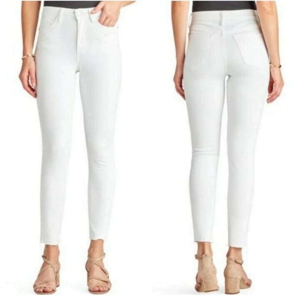 NWT Solid White Sam Edelman The Stiletto Hi Rise Frayed Hem Skinny Ankle Jeans